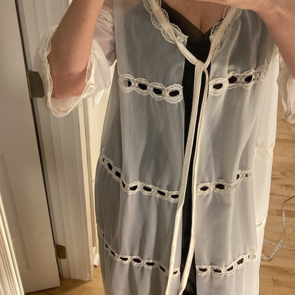 Vintage lingerie lace robe white see-through women’s small - Picture 6 of 10